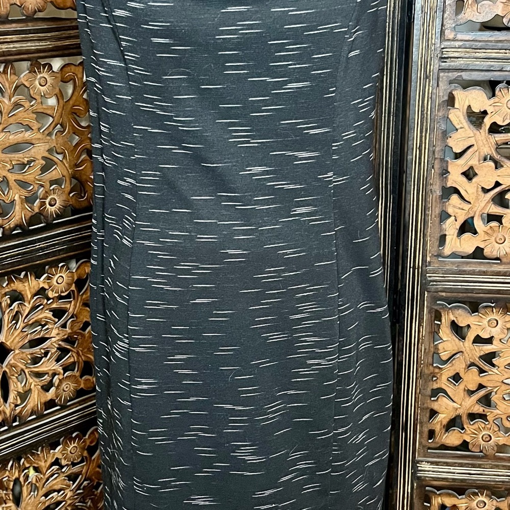 Ann Taylor Sheath Black Dress with Subtle Pattern